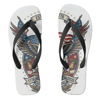America 250th Anniversary Patriotic 1776 Freedom Flip Flops