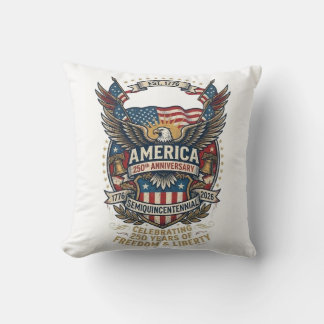 America 250th Anniversary Patriotic 1776 Freedom Throw Pillow