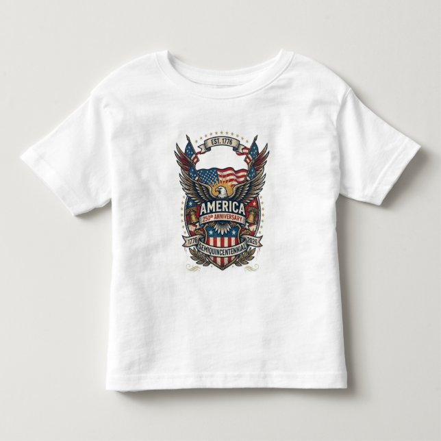 America 250th Anniversary Patriotic 1776 Freedom  Toddler T-shirt (Front)