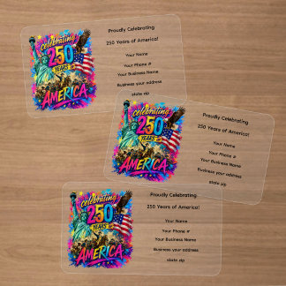 America 250th Anniversary Patriotic Clear Business Cards