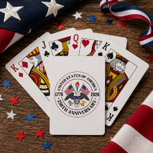 America 250th Anniversary Patriotic Eagle Emblem Poker Cards