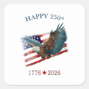 America 250th Anniversary Patriotic July 4th Square Sticker