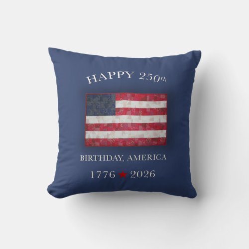 America 250th Anniversary Patriotic July 4th Throw Pillow