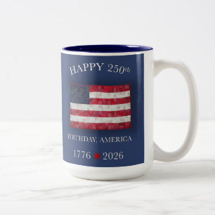 America 250th Anniversary Patriotic July 4th Two-Tone Coffee Mug