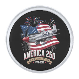 America 250th Anniversary Plane Silver Finish Lapel Pin