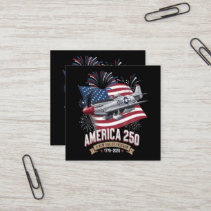America 250th Anniversary Plane Square Business Card