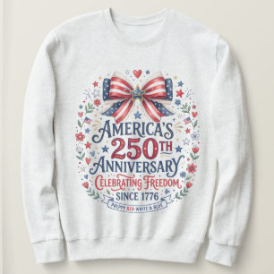 America 250th Anniversary Preppy Coquette Bow  Sweatshirt