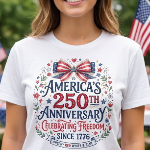 America 250th Anniversary Preppy Coquette Bow  T-Shirt
