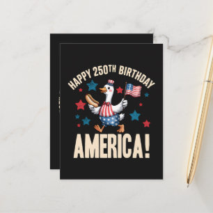America 250Th Anniversary Silly Patriotic Goose Announcement Postcard