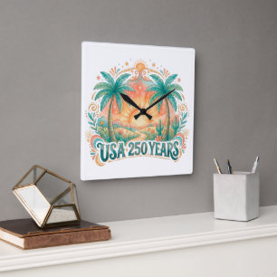 America 250th anniversary USA Palm Beach Square Wall Clock