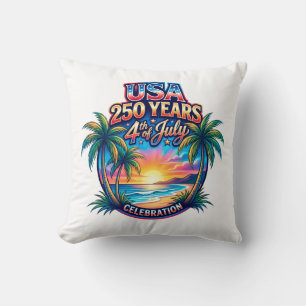 America 250th anniversary USA Palm Beach Throw Pillow