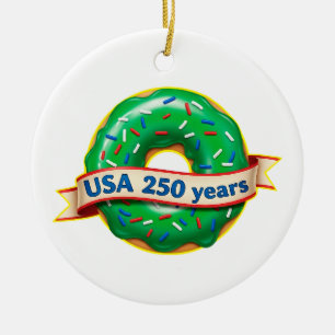 America 250th anniversary USA with sweet donut Ceramic Ornament