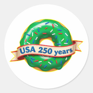 America 250th anniversary USA with sweet donut Classic Round Sticker