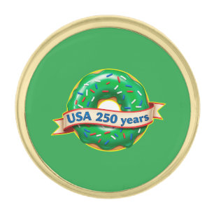 America 250th anniversary USA with sweet donut Gold Finish Lapel Pin