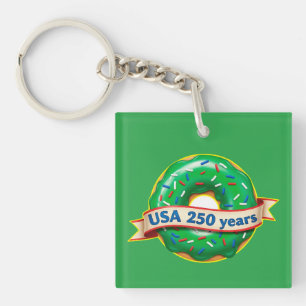 America 250th anniversary USA with sweet donut Keychain
