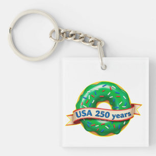 America 250th anniversary USA with sweet donut Keychain