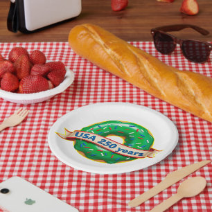 America 250th anniversary USA with sweet donut Paper Plates