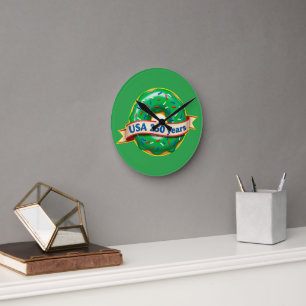 America 250th anniversary USA with sweet donut Round Clock