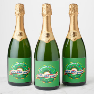 America 250th anniversary USA with sweet donut Sparkling Wine Label