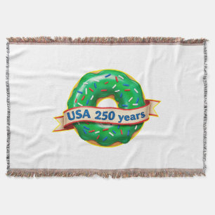 America 250th anniversary USA with sweet donut Throw Blanket