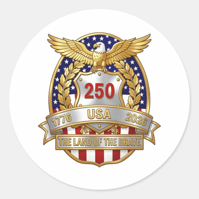 America 250th Birthday Classic Round Sticker (Front)