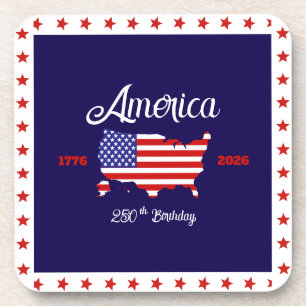 America 250th Birthday Patriotic Beverage Coaster