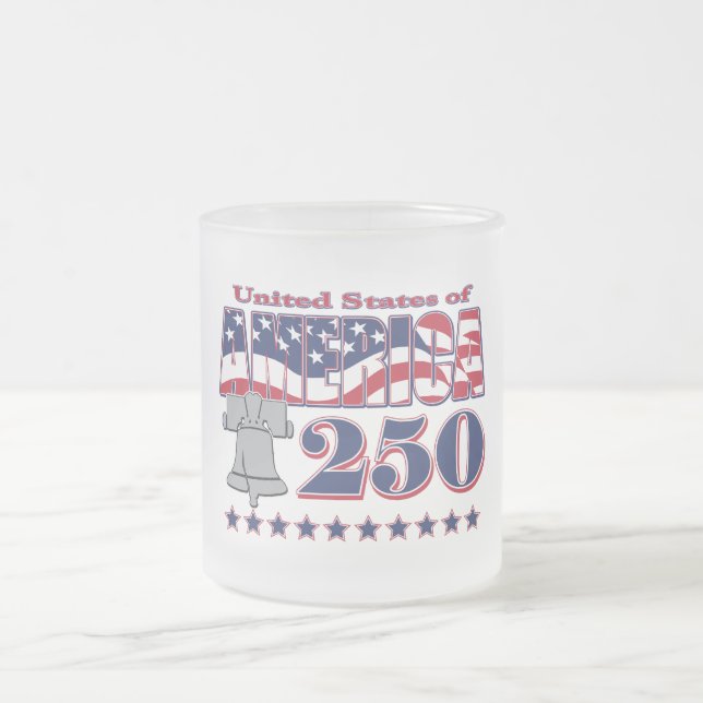 America 250th Liberty Bell Frosted Glass Coffee Mug (Center)