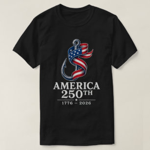 America 250th Patriotic Fishing Hook T-Shirt