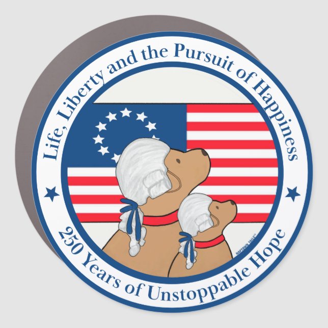 America 250th Paw, Patriots and Preamble  Car Magnet (Front)