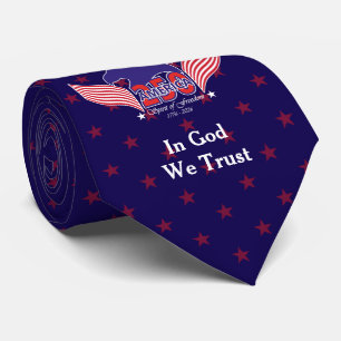 America 250th-Spirit of Freedom-Blue-Red Stars Neck Tie