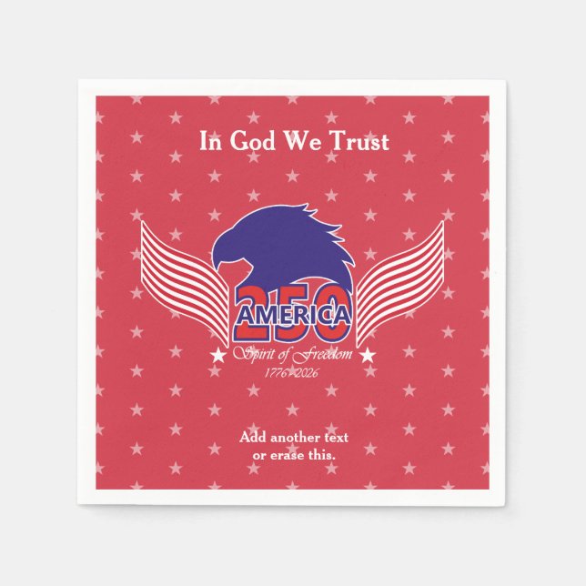 America 250th-Spirit of Freedom-Red-Editable Text Napkins (Front)