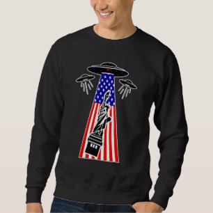 America 4th July Statue Of Liberty Alien Abduction Sweatshirt