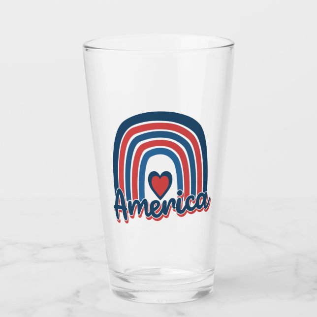America 4th of July Celebration Rainbow USA Glass (Front)