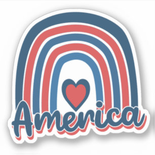 America 4th of July Celebration Rainbow USA Sticker