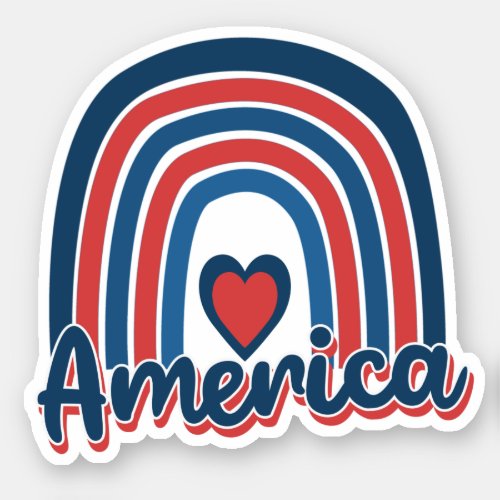 America 4th of July Celebration Rainbow USA  Sticker