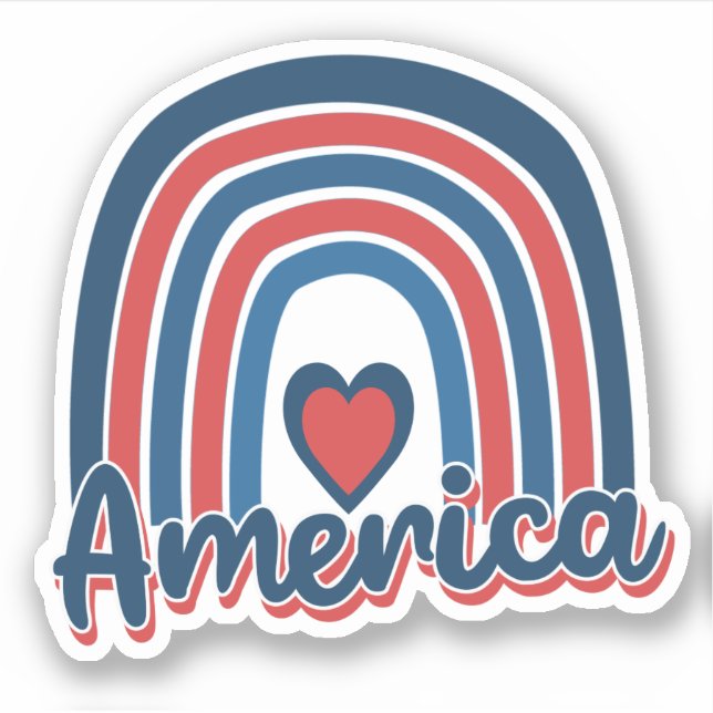 America 4th of July Celebration Rainbow USA  Sticker (Front)
