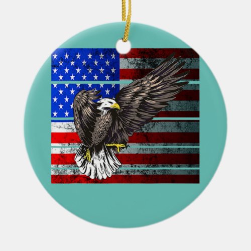America 4th Of July Eagle Patriotic American Flag Ceramic Ornament