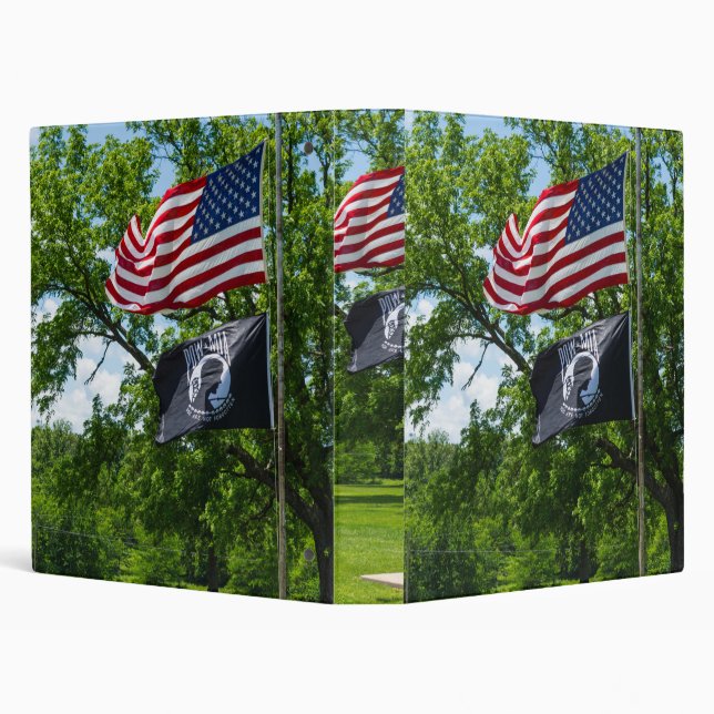 America And POW Flags 3 Ring Binder (Background)