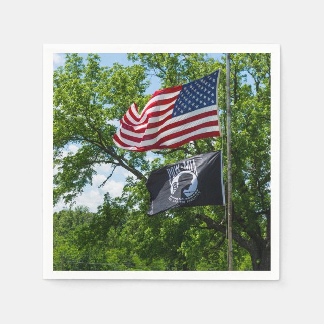 America And POW Flags Napkins (Front)