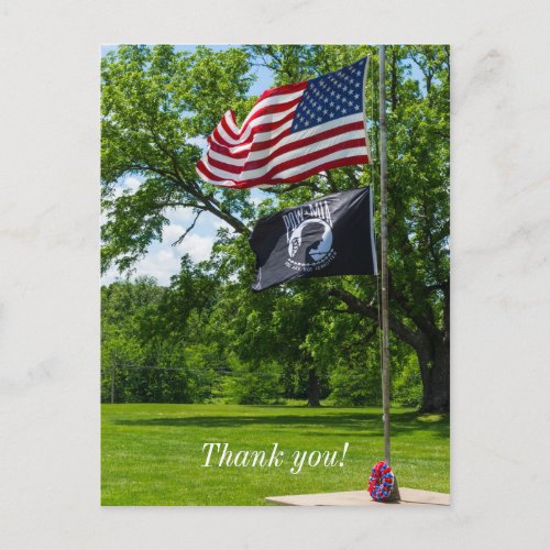 America And POW Flags Postcard