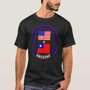 America And Taiwan Awesome Taiwanese American Flag T-Shirt