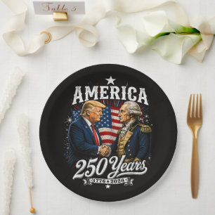 America Anniversary 250th Trump Washington Paper Plates
