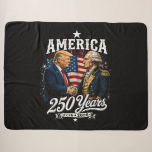 America Anniversary 250th Trump Washington Sherpa Blanket