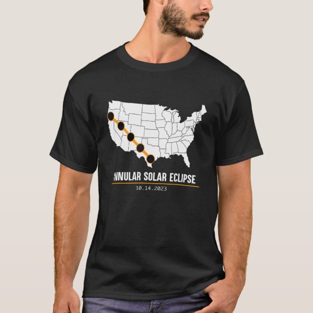 America Annular Solar Eclipse Shirt Map USA 2023 S (Front)