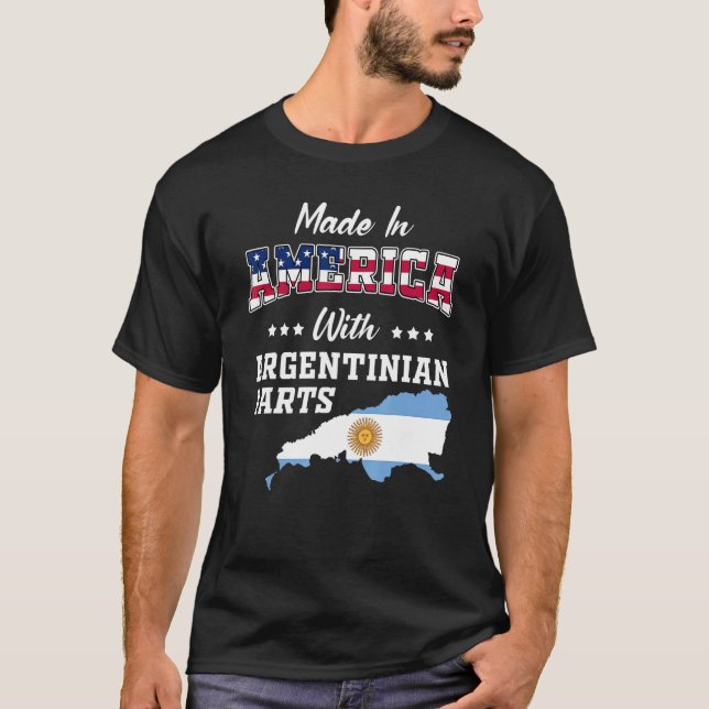 America Argentinian Part Argentina Map USA Flag Ro T-Shirt (Front)