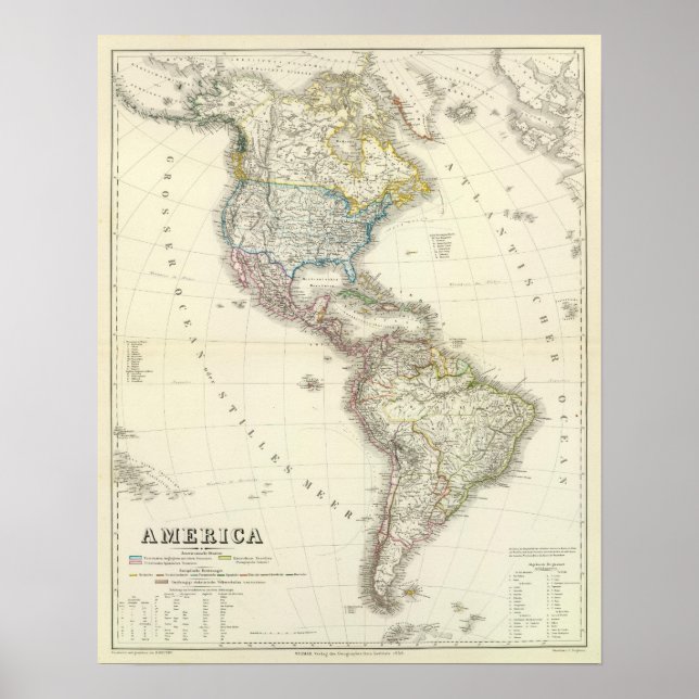 America Atlas Map Poster (Front)