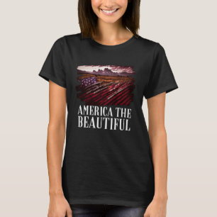 America Beautiful Mountains Purple Patriotic Decor T-Shirt
