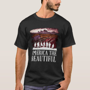 America Beautiful Mountains Purple Patriotic Decor T-Shirt