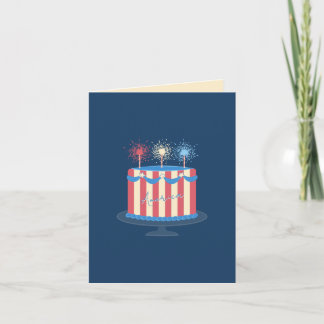 America Birthday Cake | Retro 4th of July Holiday Card