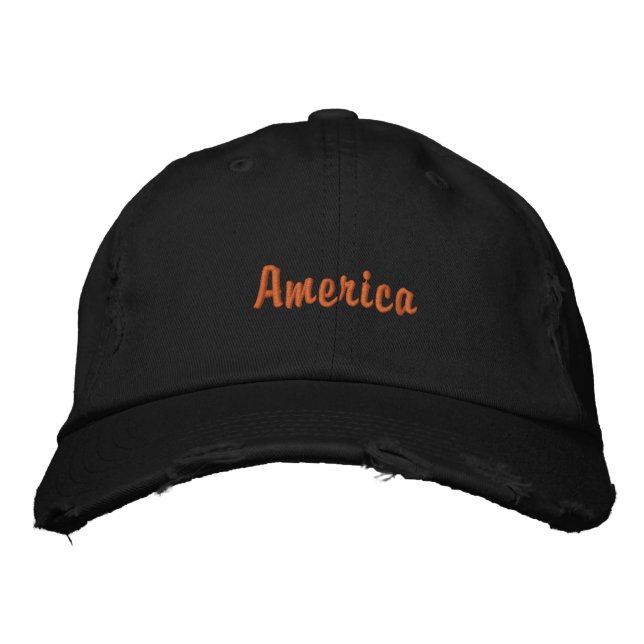 America 🇺🇸black hut for men's  embroidered baseball cap (Front)